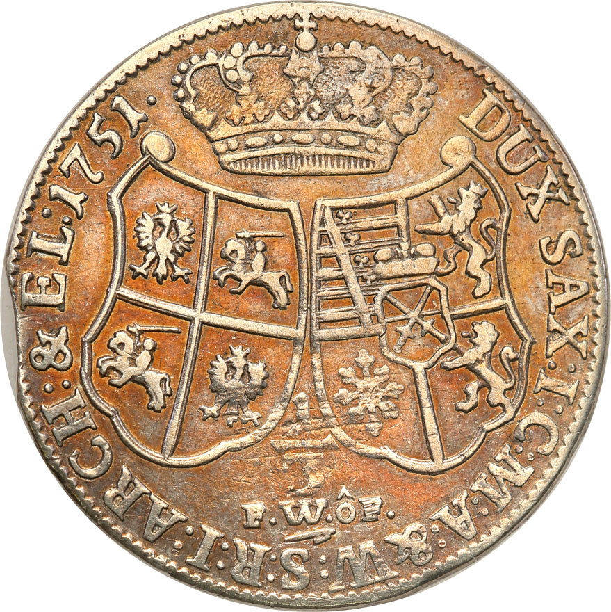 August III Sas. 1/3 talara 1751, Drezno